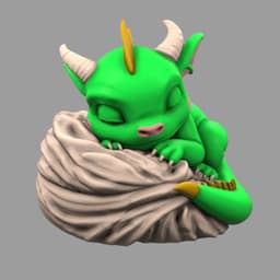 cute Sleeping baby Dragon /STL + 3MF Multicolor 3d model