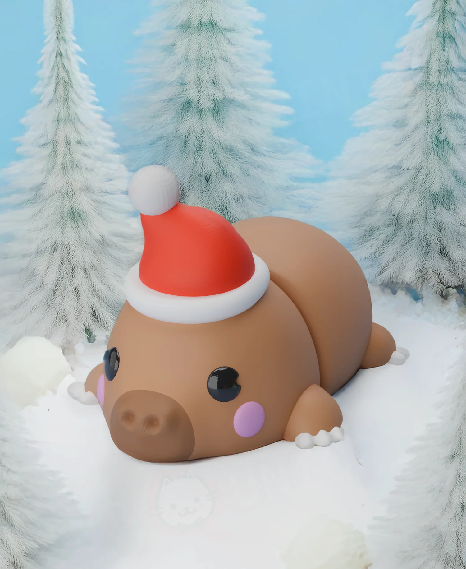 Flexi Mole Xmas Keychain (Single Color) 3d model