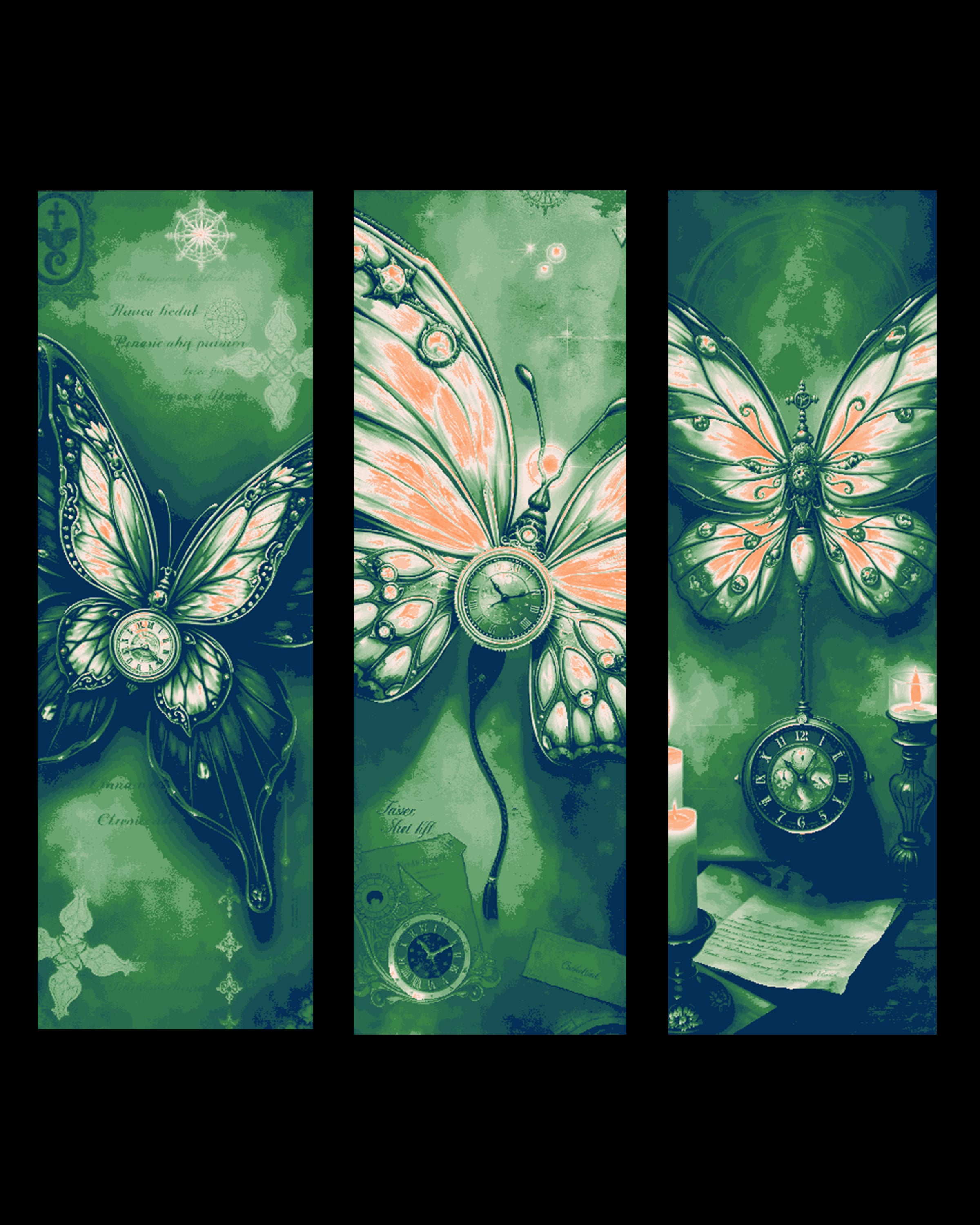 the unique designs of the steampunk butterfly - set of bookmarks 3d model