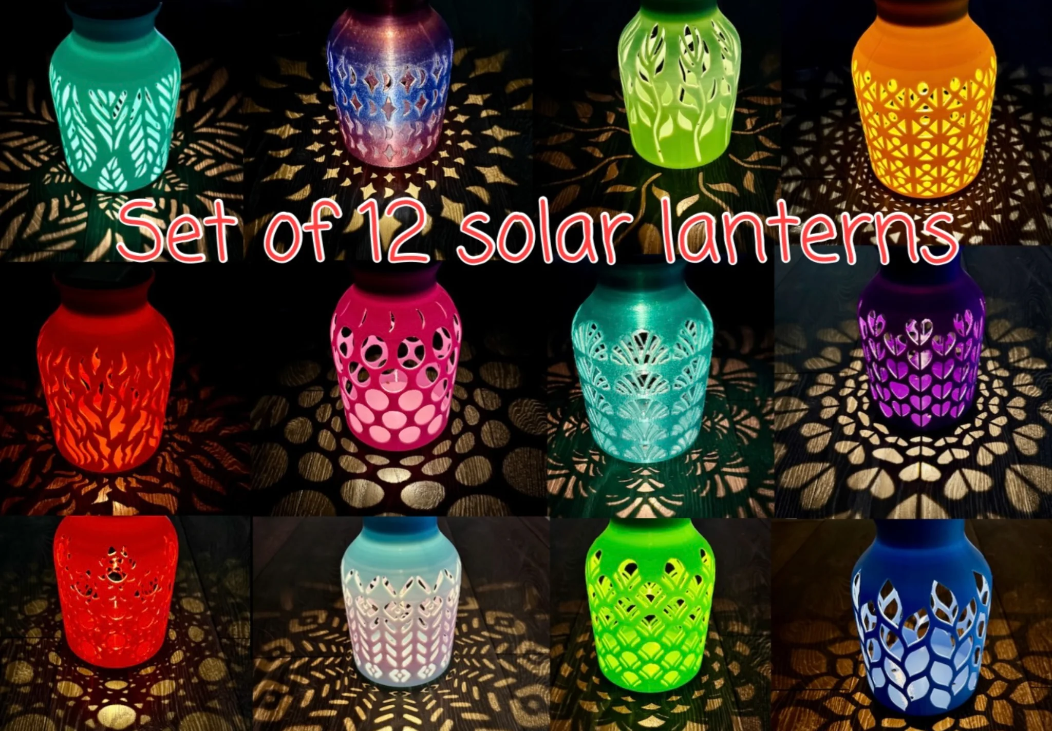 Set of 12 Solar Lanterns, plus mounting bracket 3d model