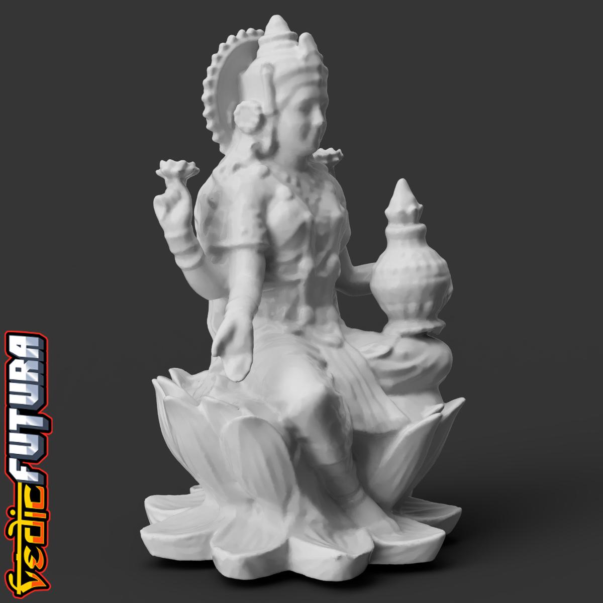 Lakshmi - Goddess of Fortune, on a Lotus 3d model