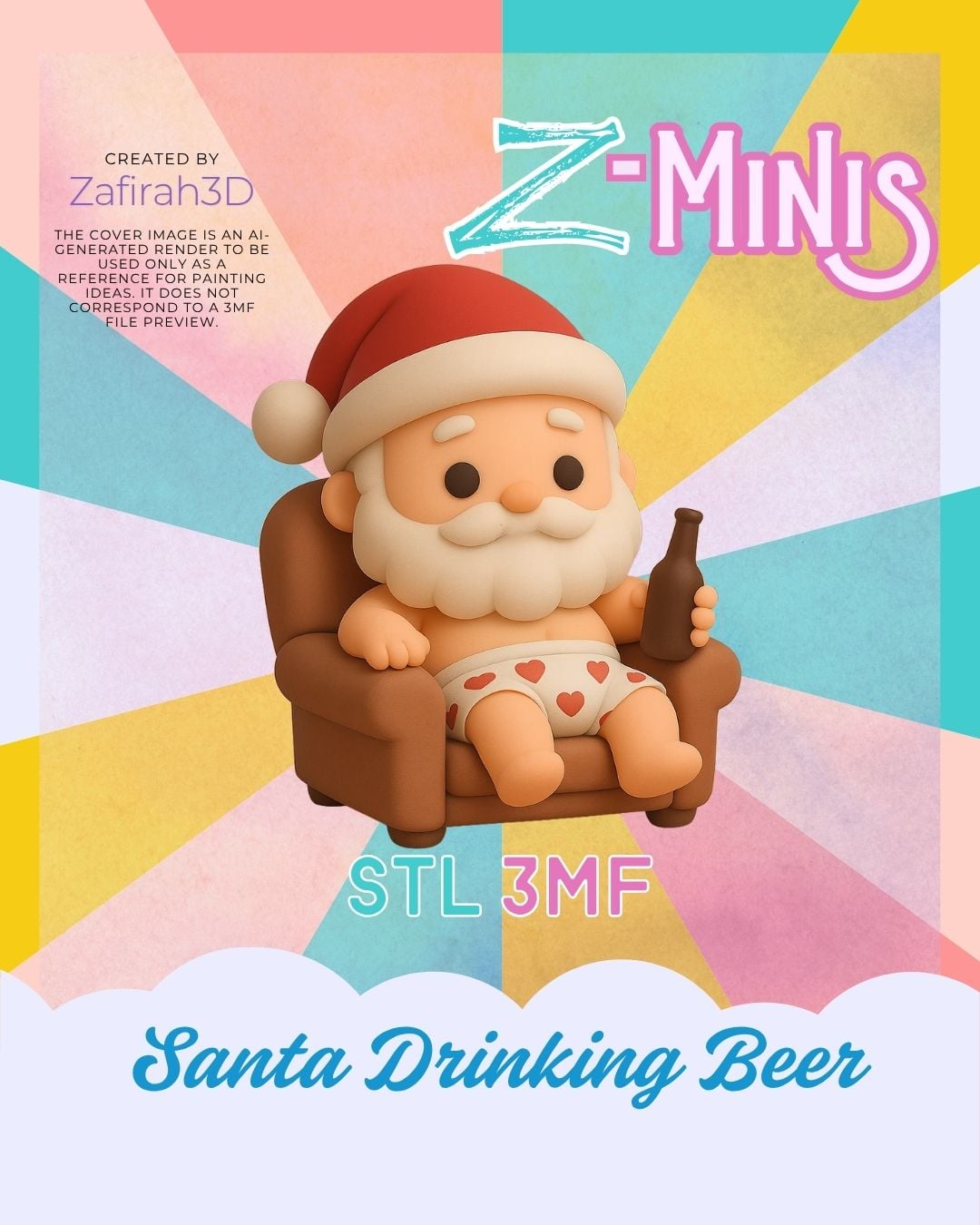 SANTA DRINKING BEER CHRISTMAS Z-MINIS 3d model