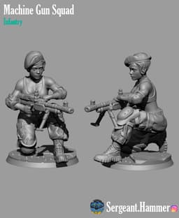 Army girls with machine gun 3d model