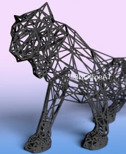 Jaguar Wire Art - An active jaguar screaming - 3d model