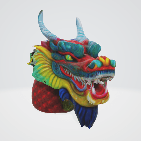 Colorful Ceramic Chinese Dragon Head 3d model