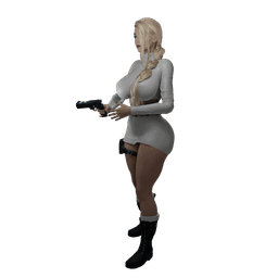 Curvy Spy with her pistol v2 3d model