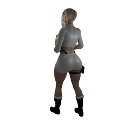 Curvy Spy with her pistol v2 3d model