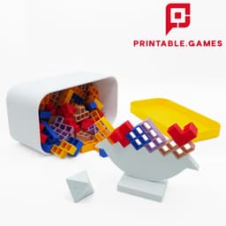 8 SHAPE TETRA BALANCE GAME + DIE 3d model