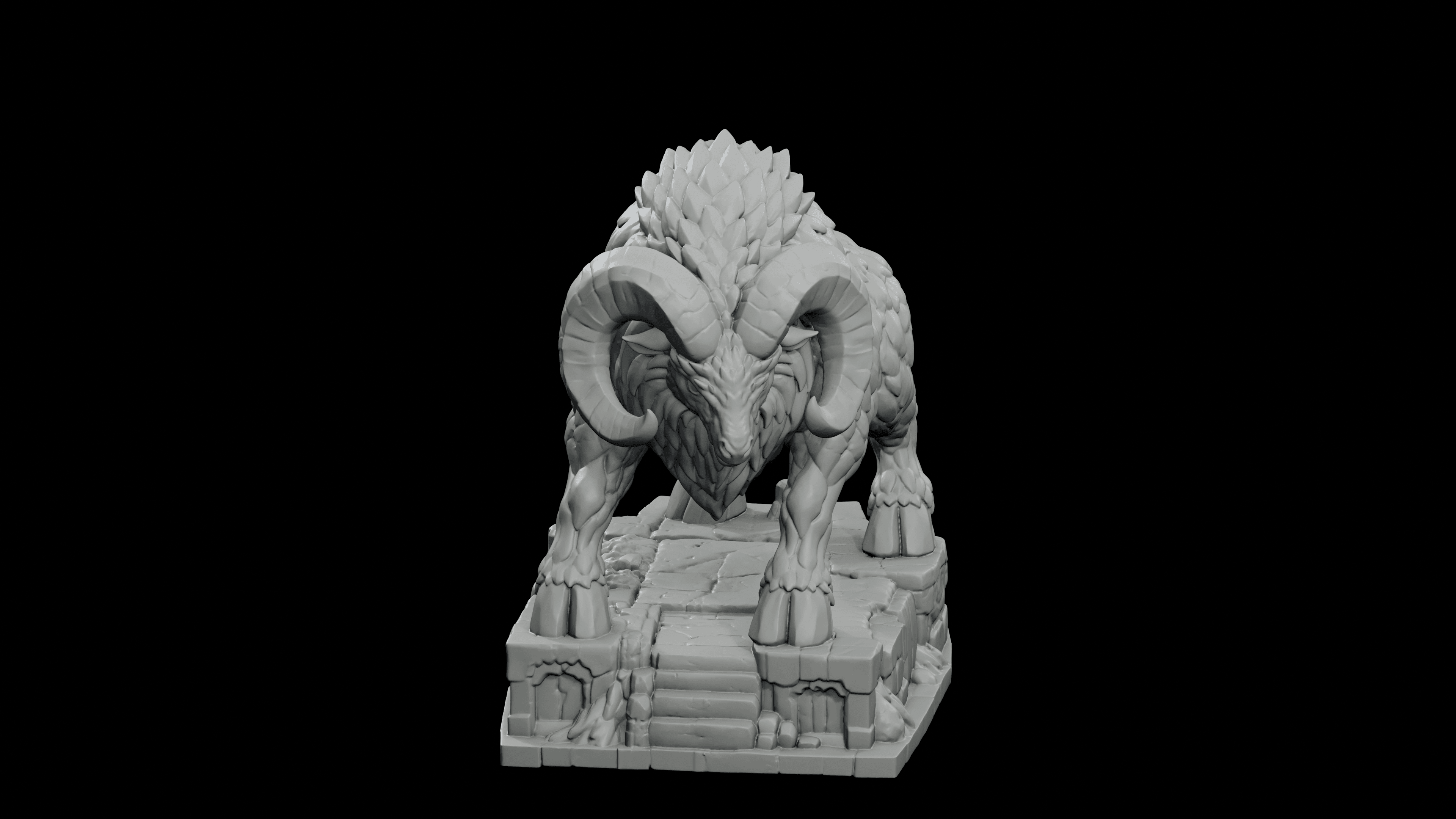 Molten Ram Colossus STL - Fire Guardian Printable Statue 3d model
