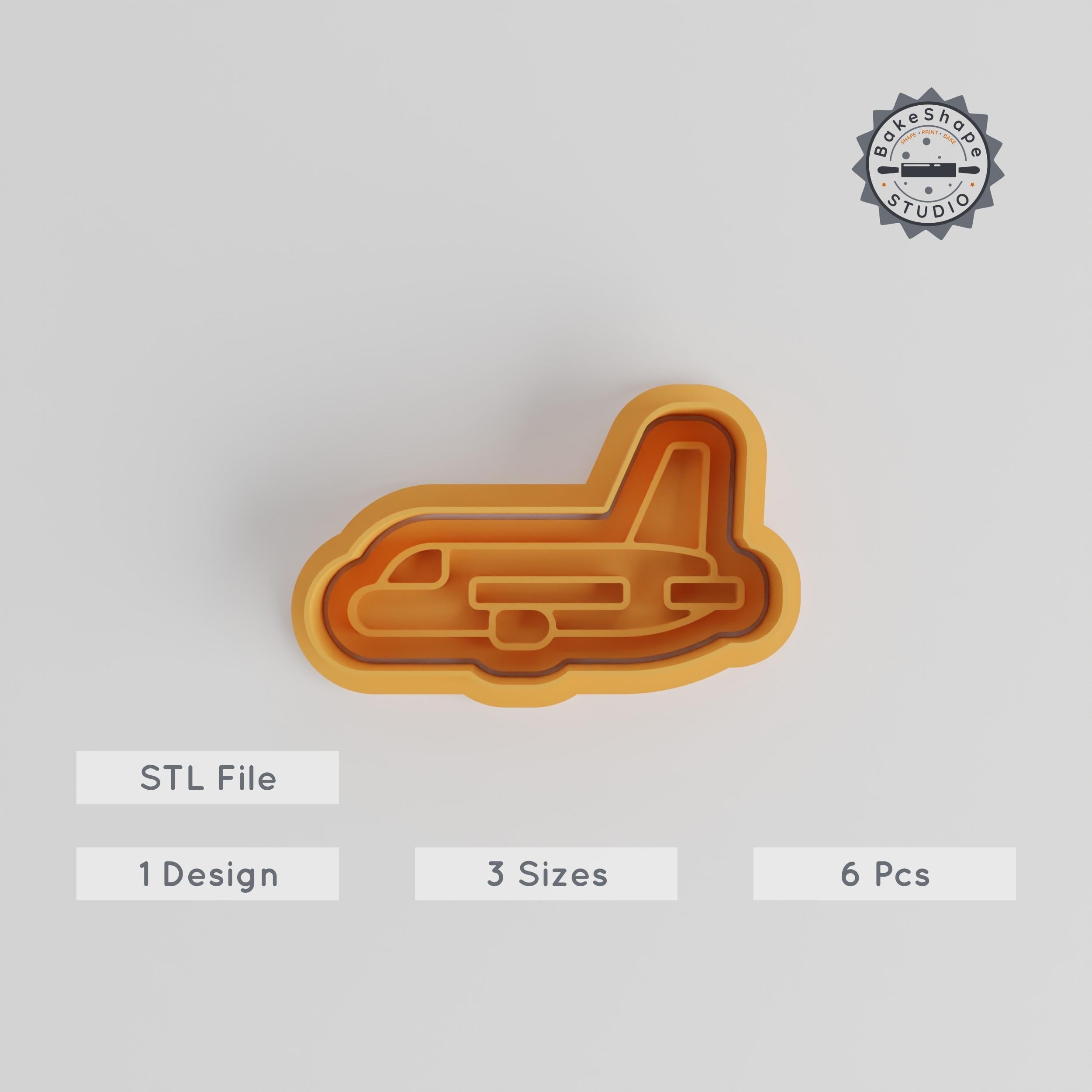 Aeroplane Cookie Cutter & Stamp Set, Airplane Shape, 6 Pieces, Perfect for Cookies & Fondant, Sizes S M L PRODUCT_3192 3d model