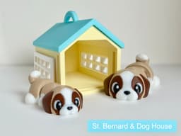 Saint Bernard Flexi and Dog House Carrier 3d model