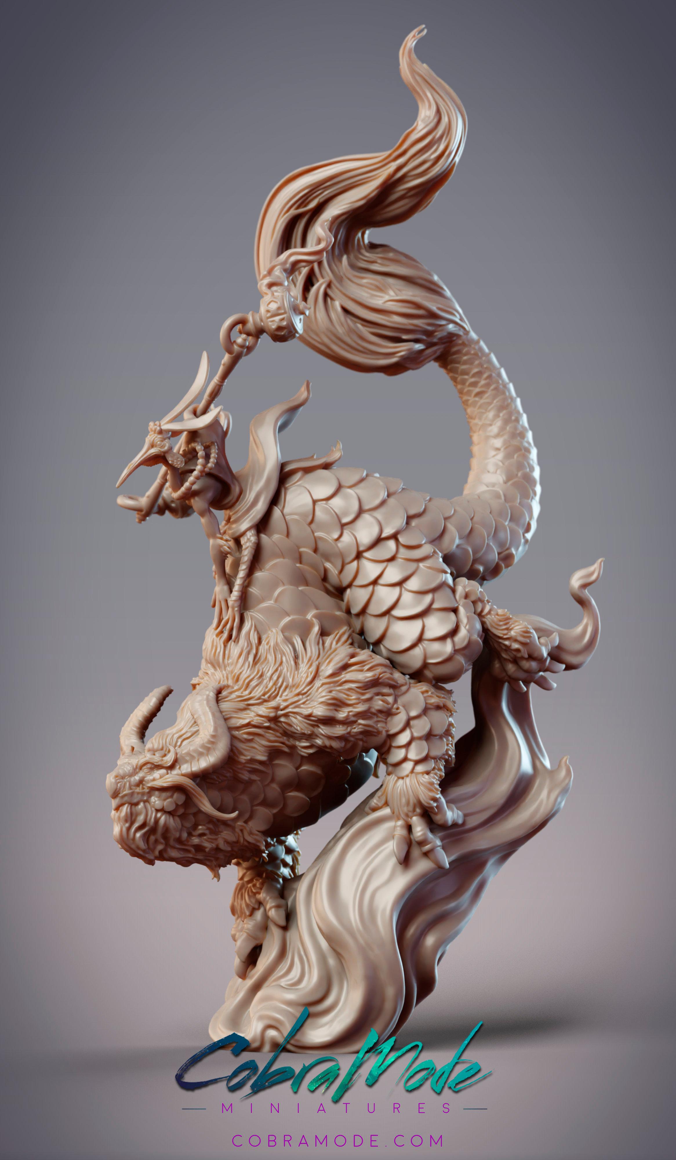 Feixian Cranefolk - Feixian Monk RuYan and Sacred Beast FengYun (Pre-Supported) 3d model