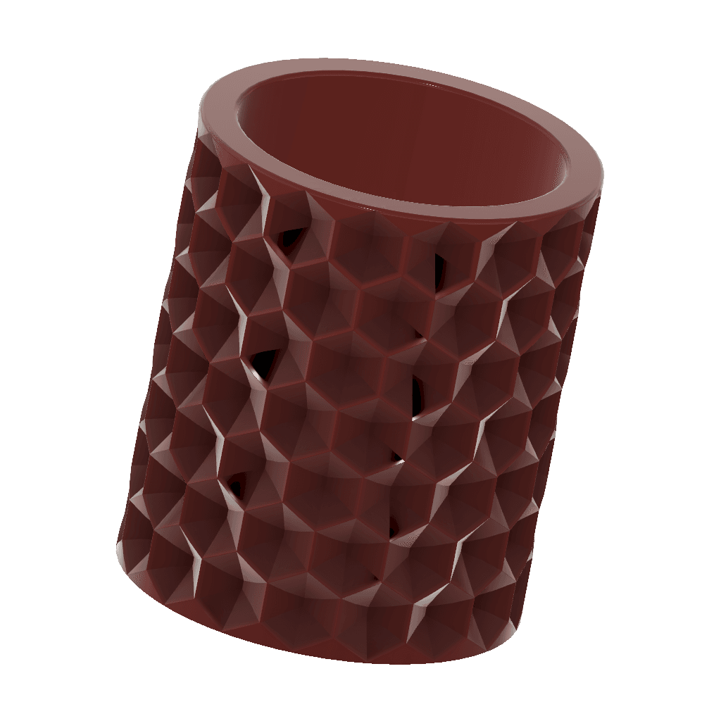 Tactile Hex-face Pen Cup 3d model