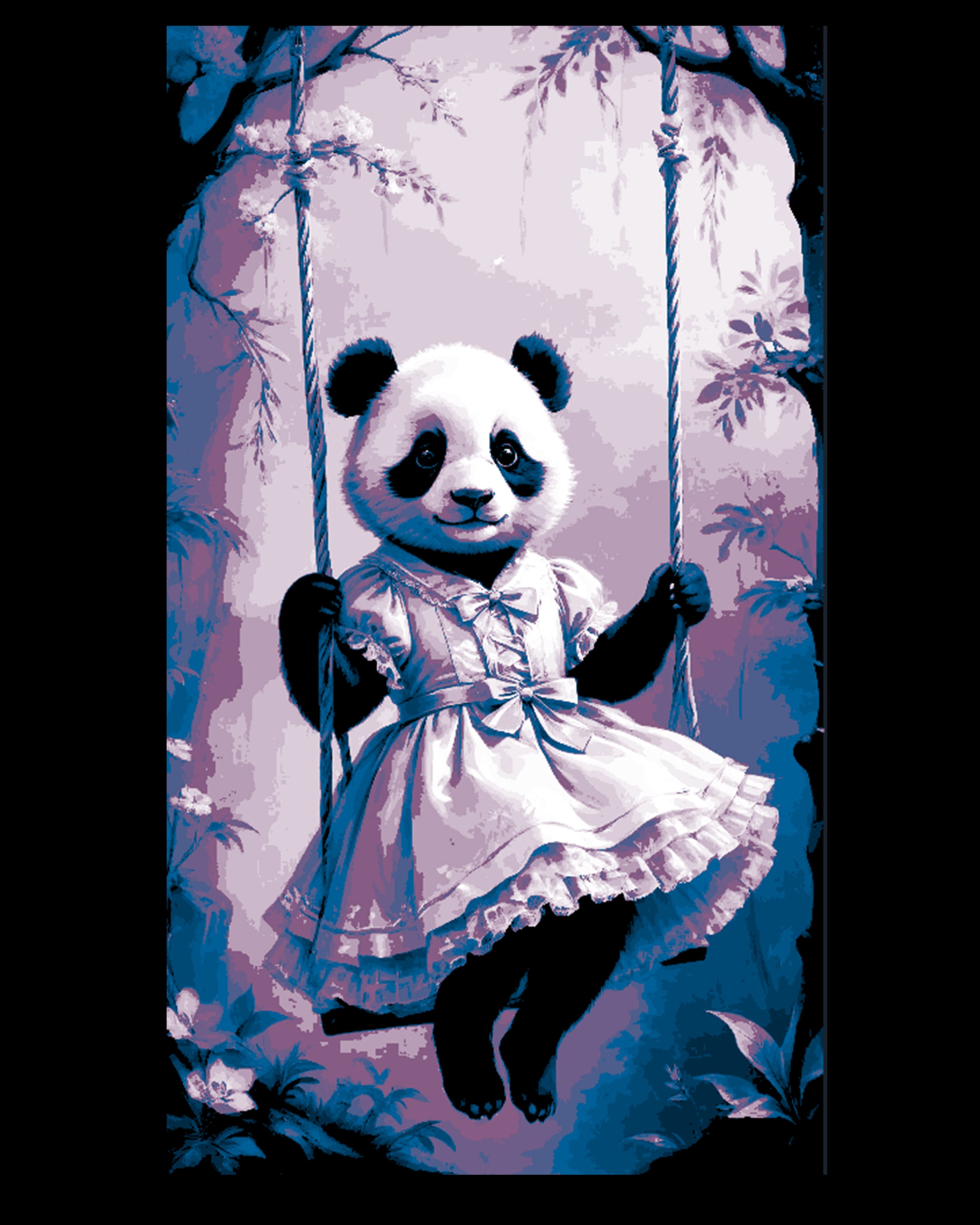 Panda taking a moment to enjoy a swing - hueforge art 3d model