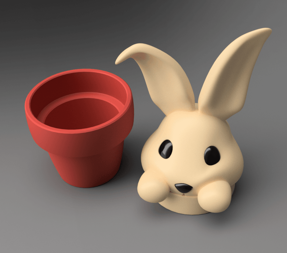 Bunny Pot - Single and Multi-material 3d model