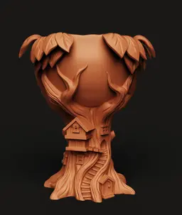 Spooky Tree House Planter | Gothic Tree Pot | Halloween Succulent Holder | Dark Fantasy Garden Decor 3d model