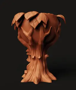 Spooky Tree House Planter | Gothic Tree Pot | Halloween Succulent Holder | Dark Fantasy Garden Decor 3d model