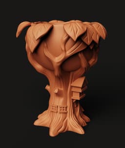 Spooky Tree House Planter | Gothic Tree Pot | Halloween Succulent Holder | Dark Fantasy Garden Decor 3d model
