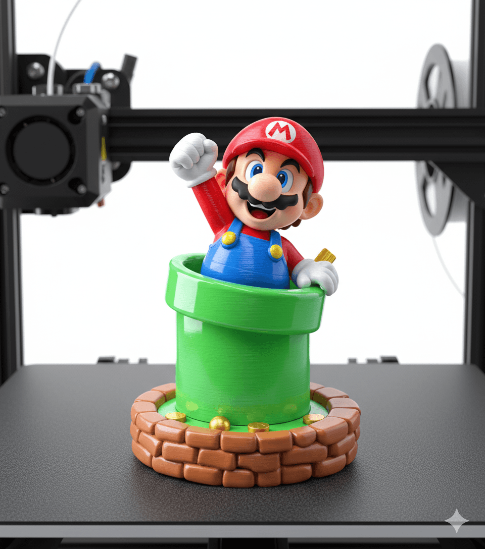 Super Mario STL File – Mario Pipe Jump 3D Print – Nintendo Scene Figurine 3d model
