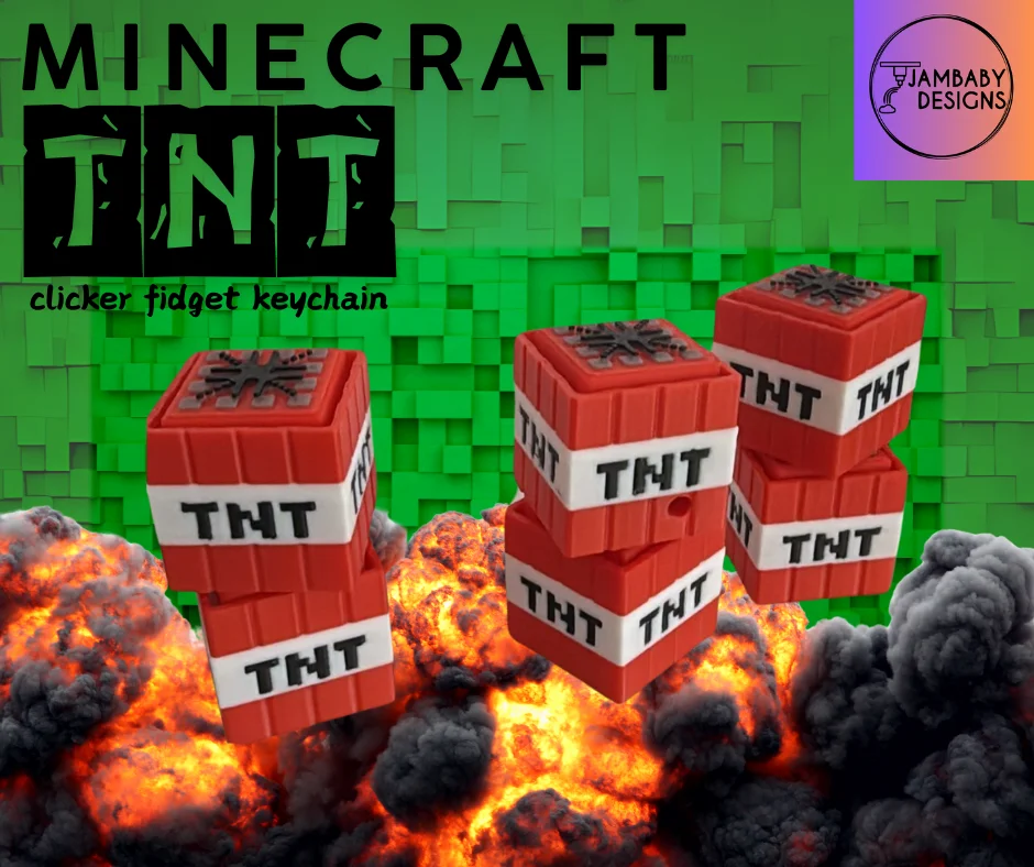 Minecraft TNT Clicker Fidget and Keychain 3d model