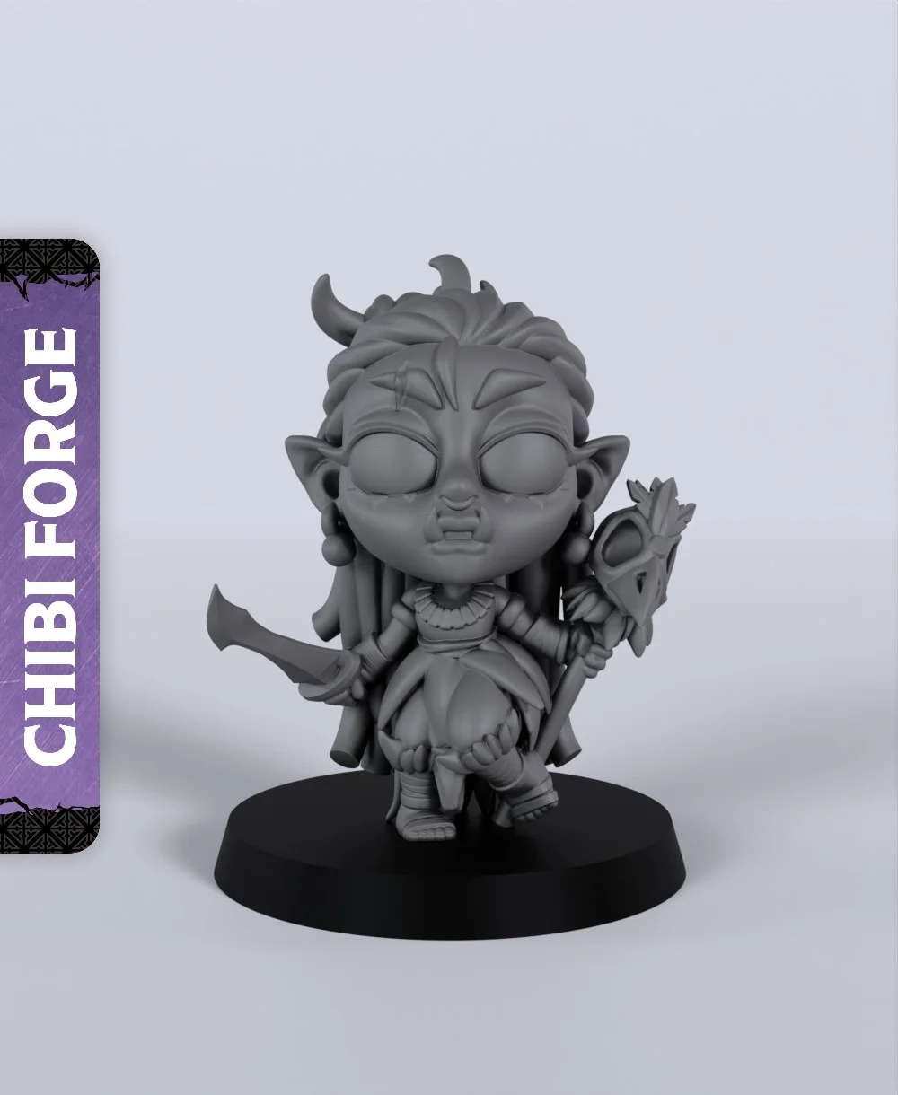 Female Half-Orc Wizard - With Free Dragon - 5e DnD Inspired for RPG and Wargamers 3d model