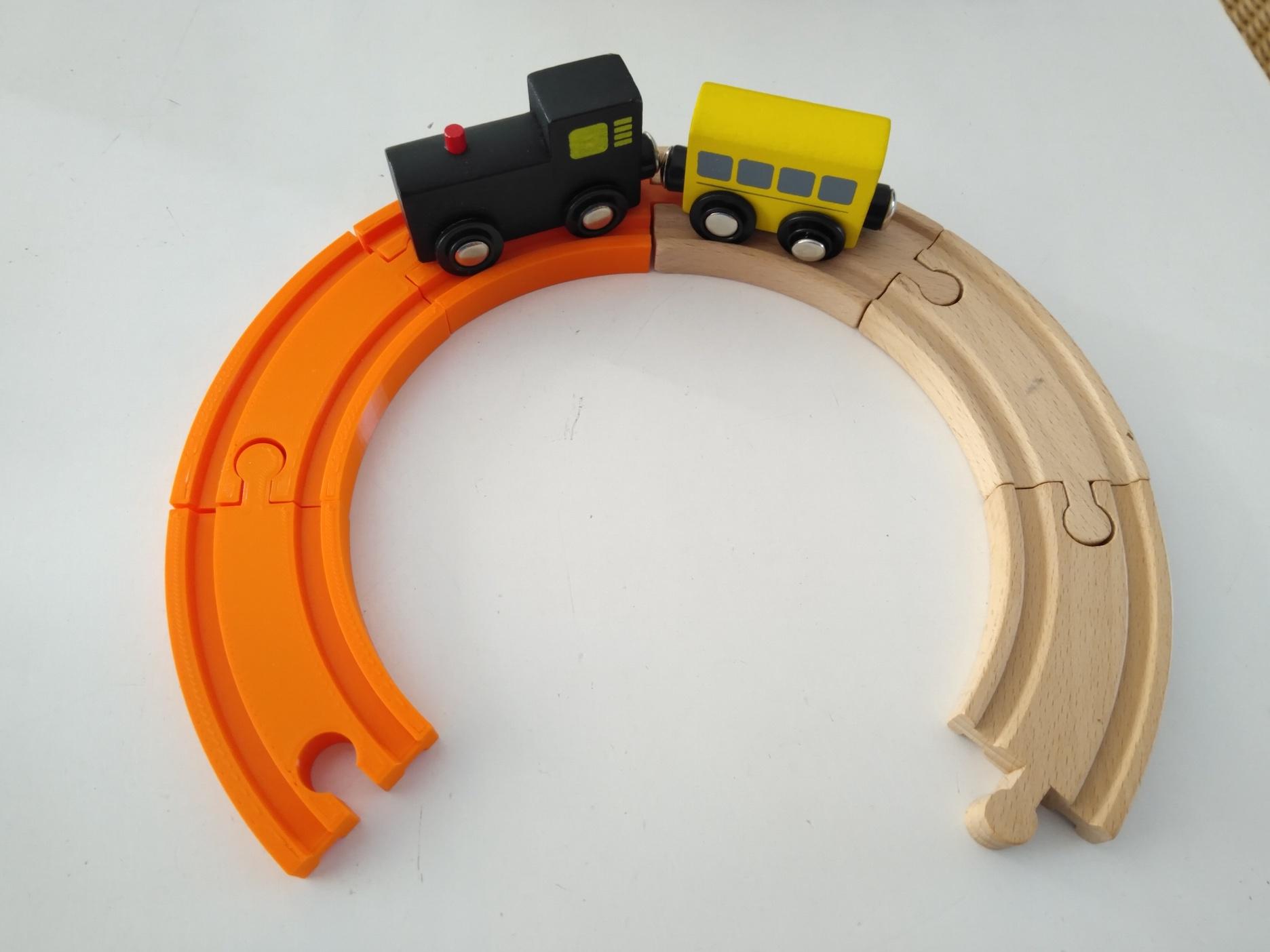 wooden train track, 45° bend 3d model