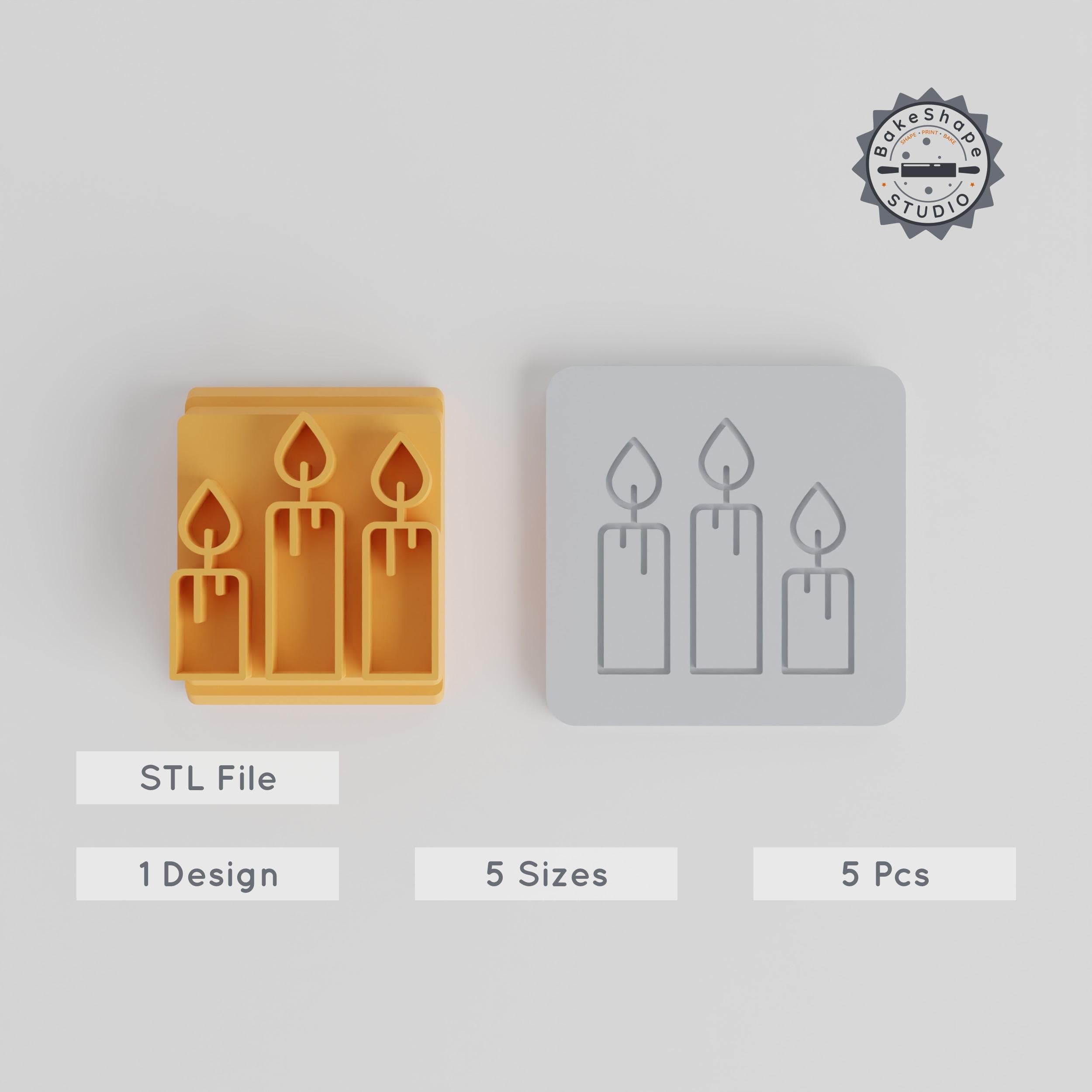 Candle Stamp Tile Set, 5 Motif Sizes for Halloween & Party Decor, Ideal for Clay, Cookies, Fondant PRODUCT_3973 3d model