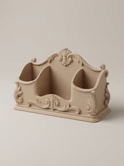 Ornate Rococo Style Baroque Desktop Organizer – Elegant Home Office Stationery Caddy 3d model