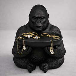 Gorilla Trinket Tray STL – 3D Printable Jewelry Organizer Decor 3d model