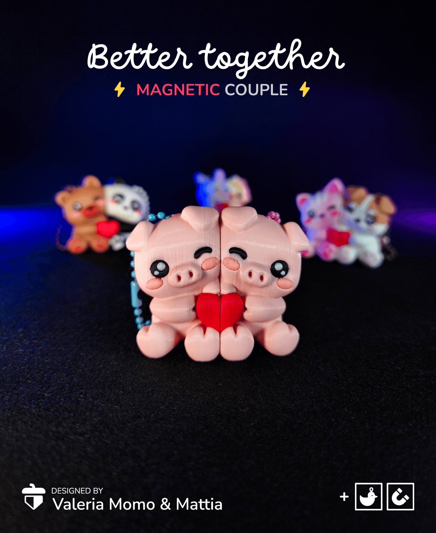 Better Together Pigs, Magnetic Duo (San Valentine) 3d model