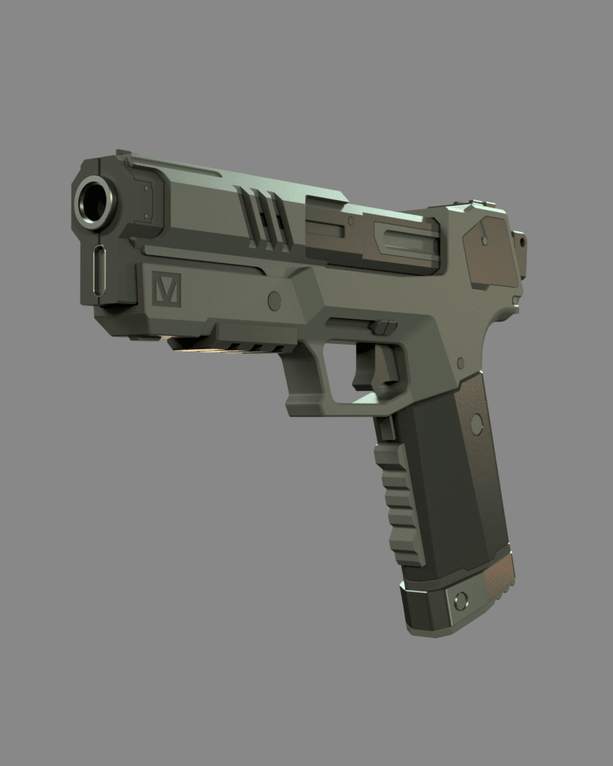 M-76e Omaha Tech Pistol - Militech Cyberpunk 2077 3D Model 3d model
