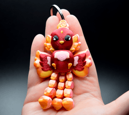 Flexi Fidget Toy Phoenix Keychain – Articulated Moving Bird Trinket, Mythical Creature 3d model