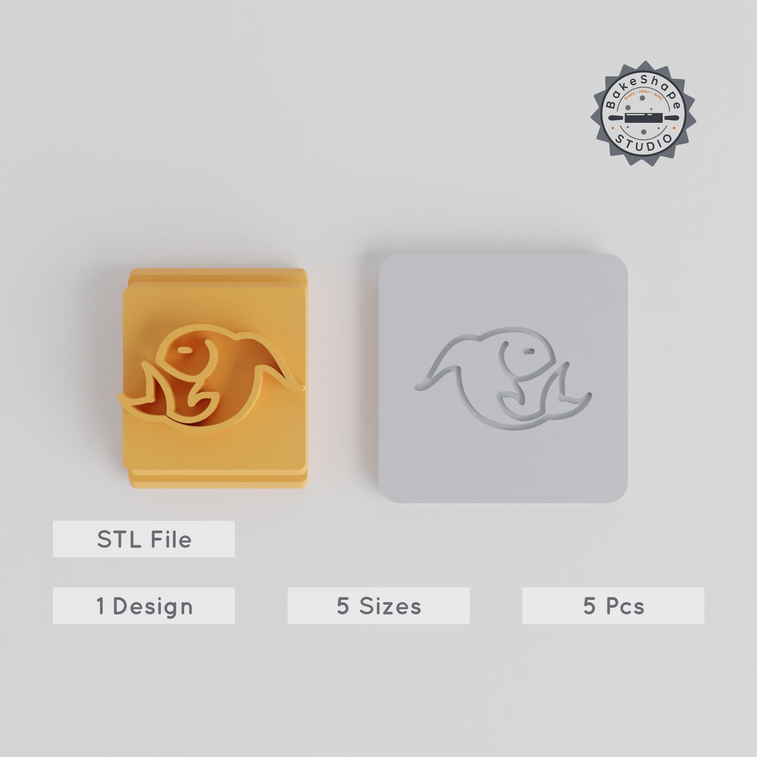Pisces Stamp Tile Set, 5 Sizes, Perfect for Clay & Cookies, Zodiac Fish Theme, Astrological Sign Design PRODUCT_2533 3d model
