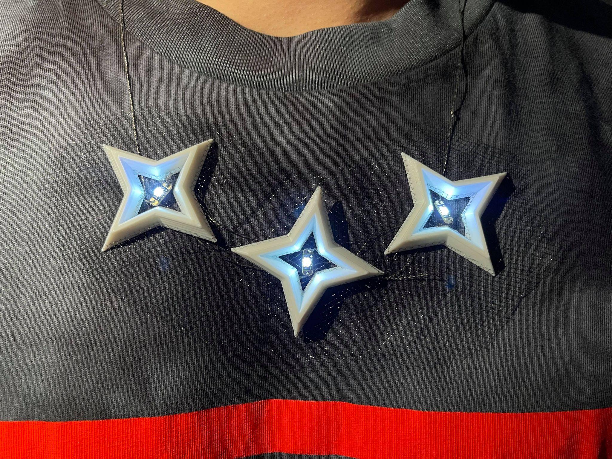 Floating LED Star Necklace (3D print on Fabric, e-textiles) 3d model
