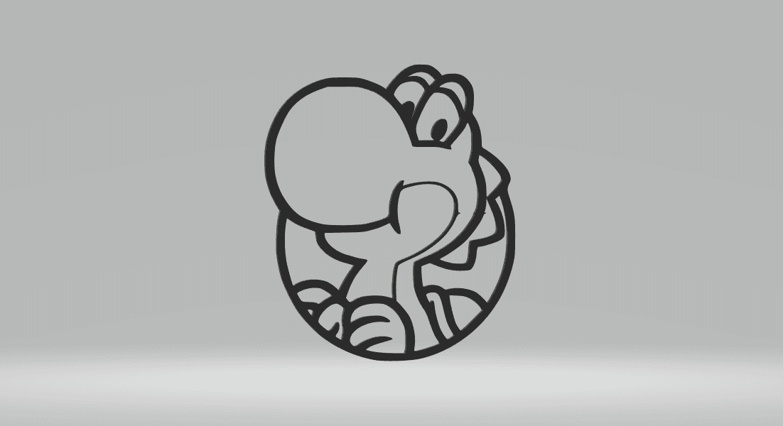 Yoshi - Super Mario Bros Game 2D-Art.stl 3d model