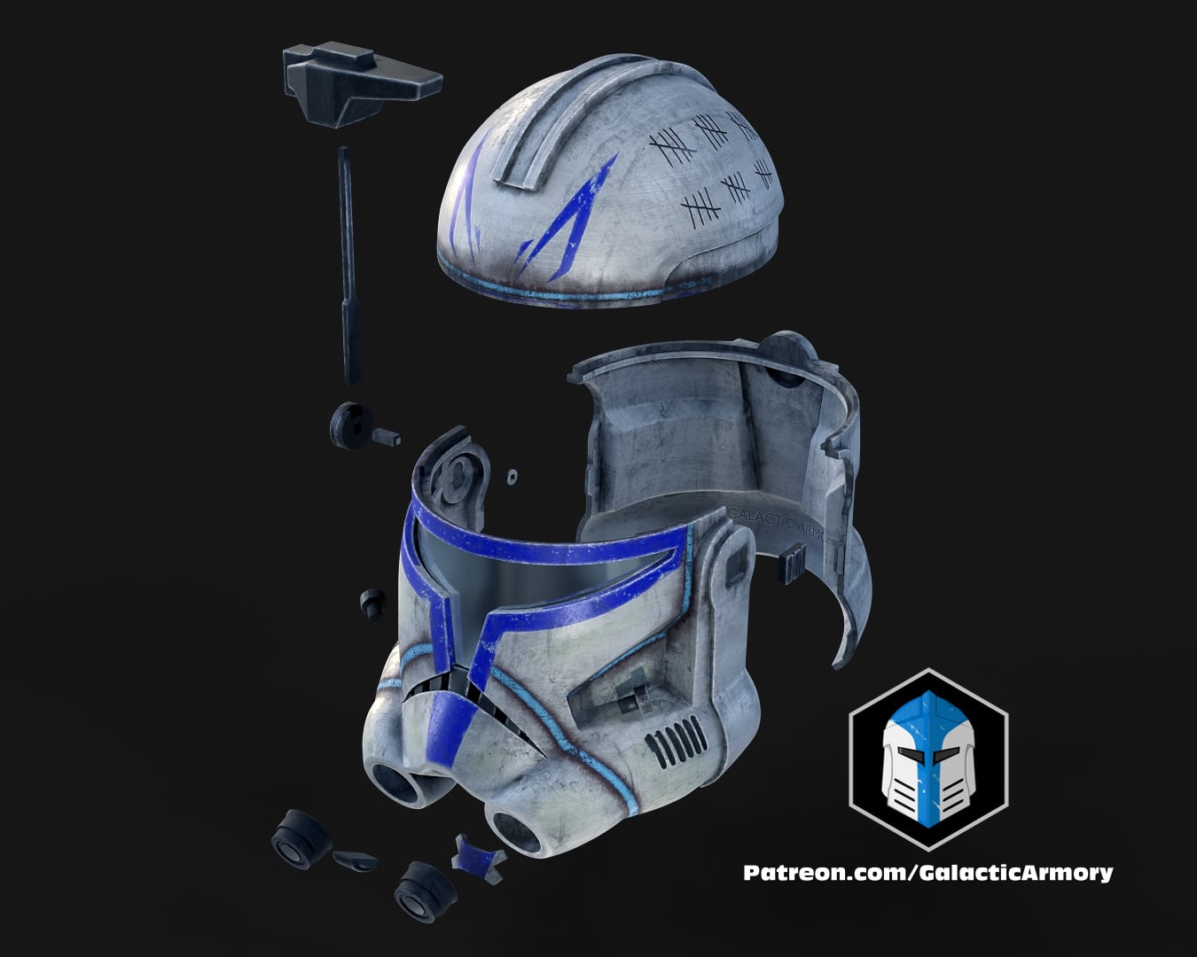 Animated Captain Rex Helmet - 3D Print Files 3d model