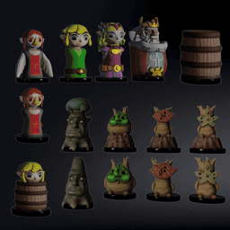 Zelda Wind Waker Fan Art, Chess Full WHITE Set 3d model
