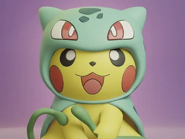 Cosplay Pikachu - Bulbasaur 3d model