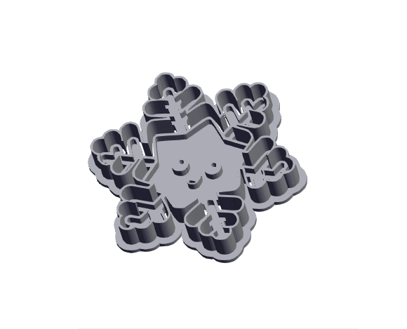 Snowflake - Cookie Cutter with Stamp 3d model