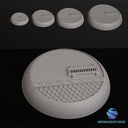 Cyberpunk Industrial Bases Set – 5 Unique Designs (25/32/40/50 mm STL) 3d model