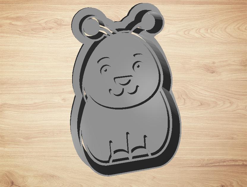 cookie cutter cute bee 2 - cutter and stamp 3d model