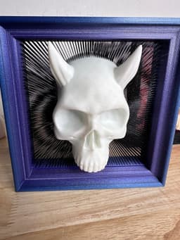 Tensegrity Devil Vampire Skull Framed for hanging on the wall 3d model