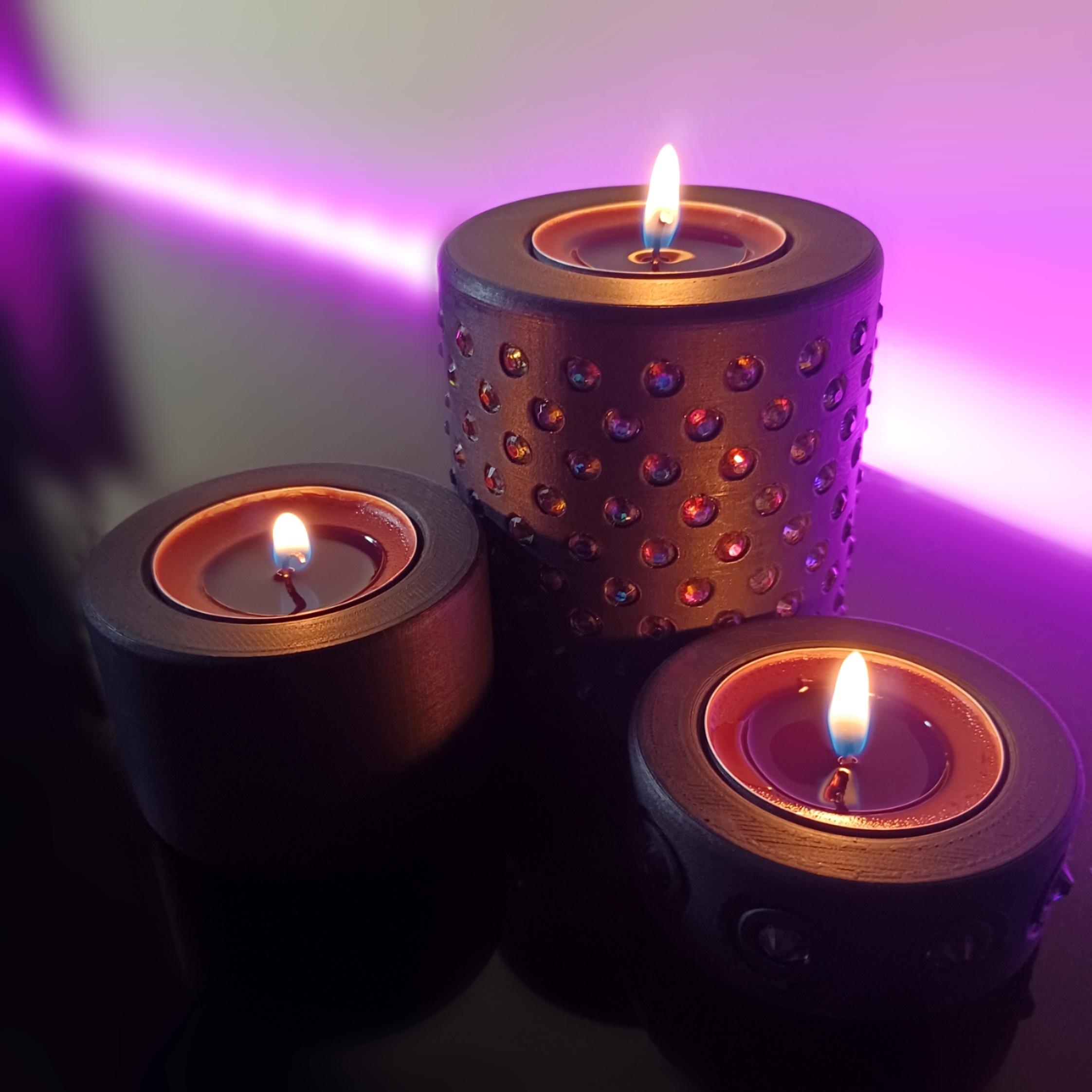 Candle holder with crystal holes 3d model