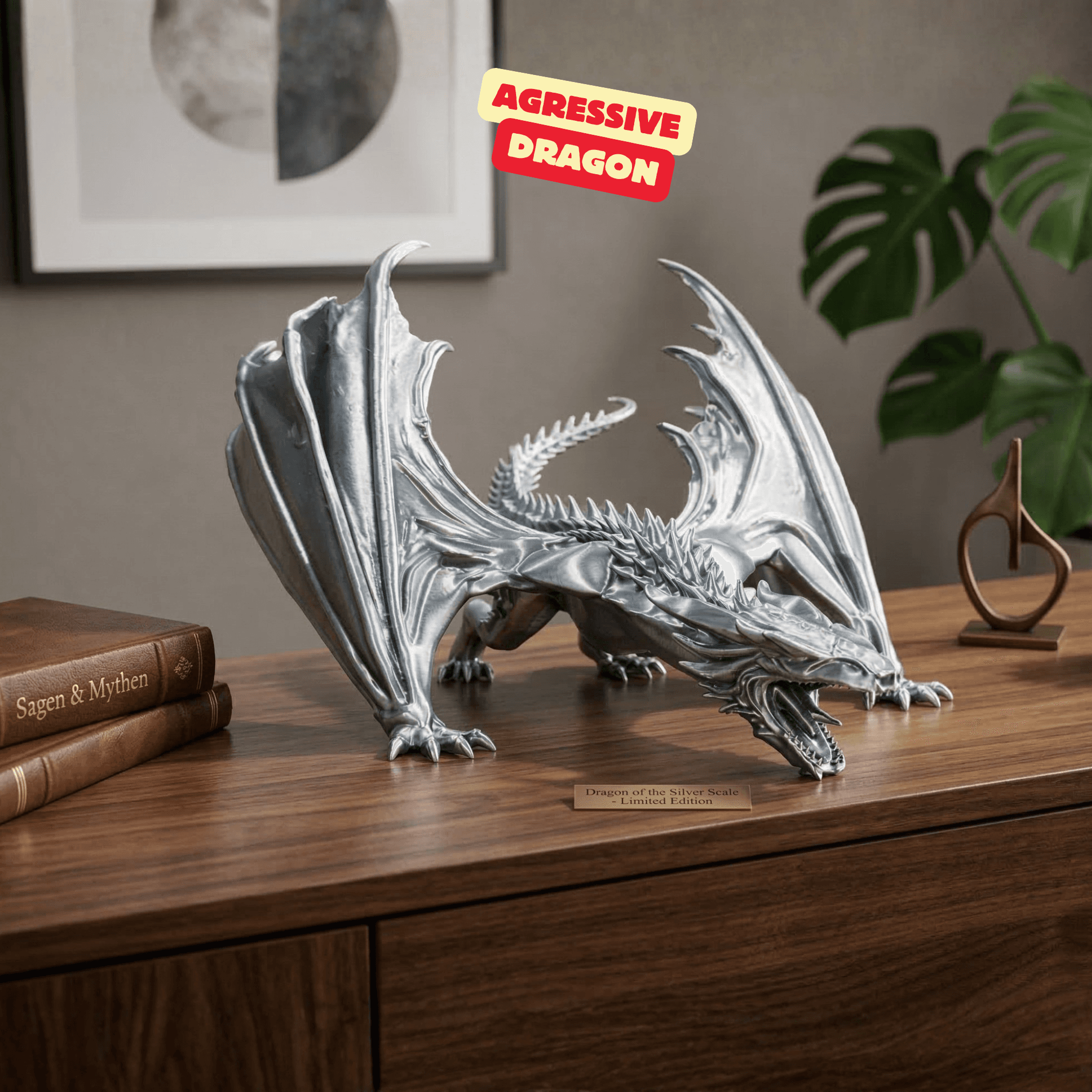 AGRESSIVE DRAGON / GOTHIC DECOR / SHELF SCULPTURE DECOR / MODERN DRAGON SCULPTURE 3d model
