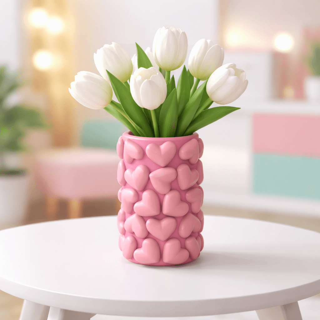 Puffy Heart Vase | Tufted Love Pattern Vase | Aesthetic Home Decor 3d model