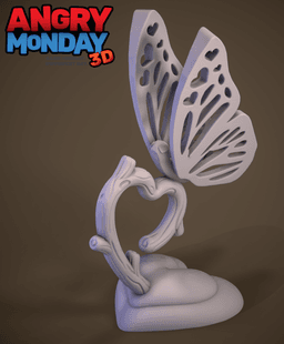 The Love Flutter: Heart-Branch Butterfly 3d model