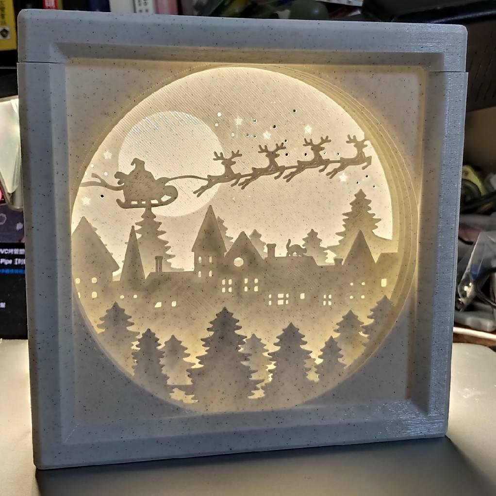 Christmas paper craft like scene lamp[stp included] 3d model