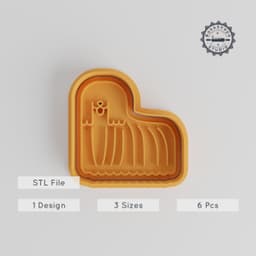 Komondor Cookie Cutter & Stamp Set, Sheepdog Shape, Fondant Mold, Hungarian Furry Dog, 6 Pieces, Sizes S/M/L PRODUCT_5340 3d model