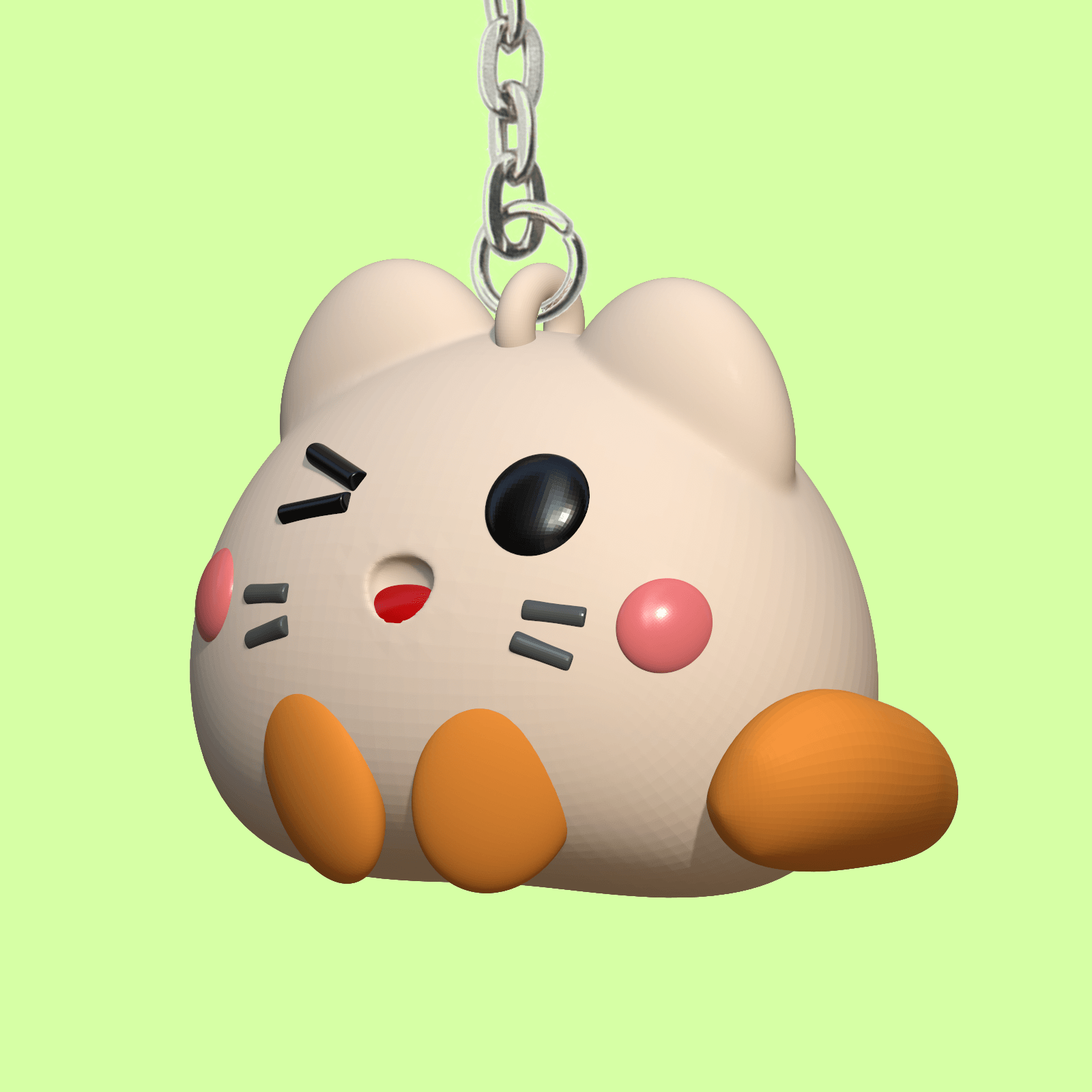 Cute Beige Cat Winking 3d model