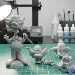 Krusty the Clown Bobblehead Doll - Halloween Edition 3D Print Set with Interchangeable Heads & Sprin 3d model